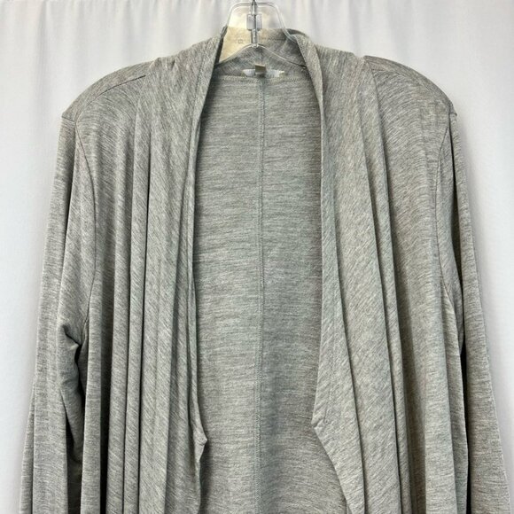Joan Vass Womens Cardigan Sweater Gray Long Sleeve Open Front Waterfall Knit M - Picture 5 of 11